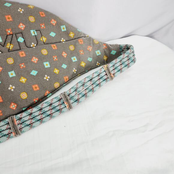 Kavu Gray & Teal Geometric Print Rope Sling Crossbody Bag Cotton Back Pack - Picture 8 of 16